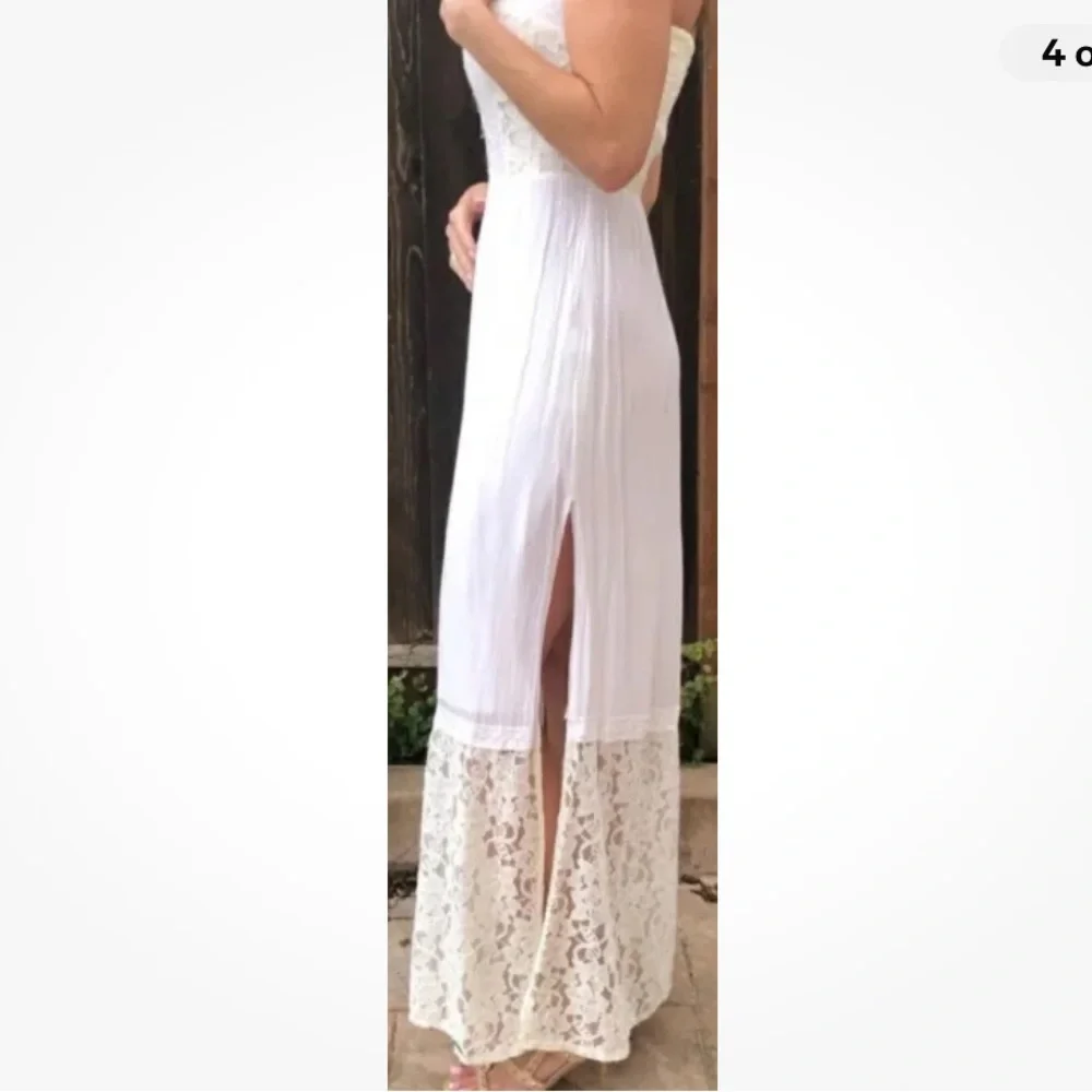 Abercrombie & Fitch Strapless White Lace Maxi Dress Small